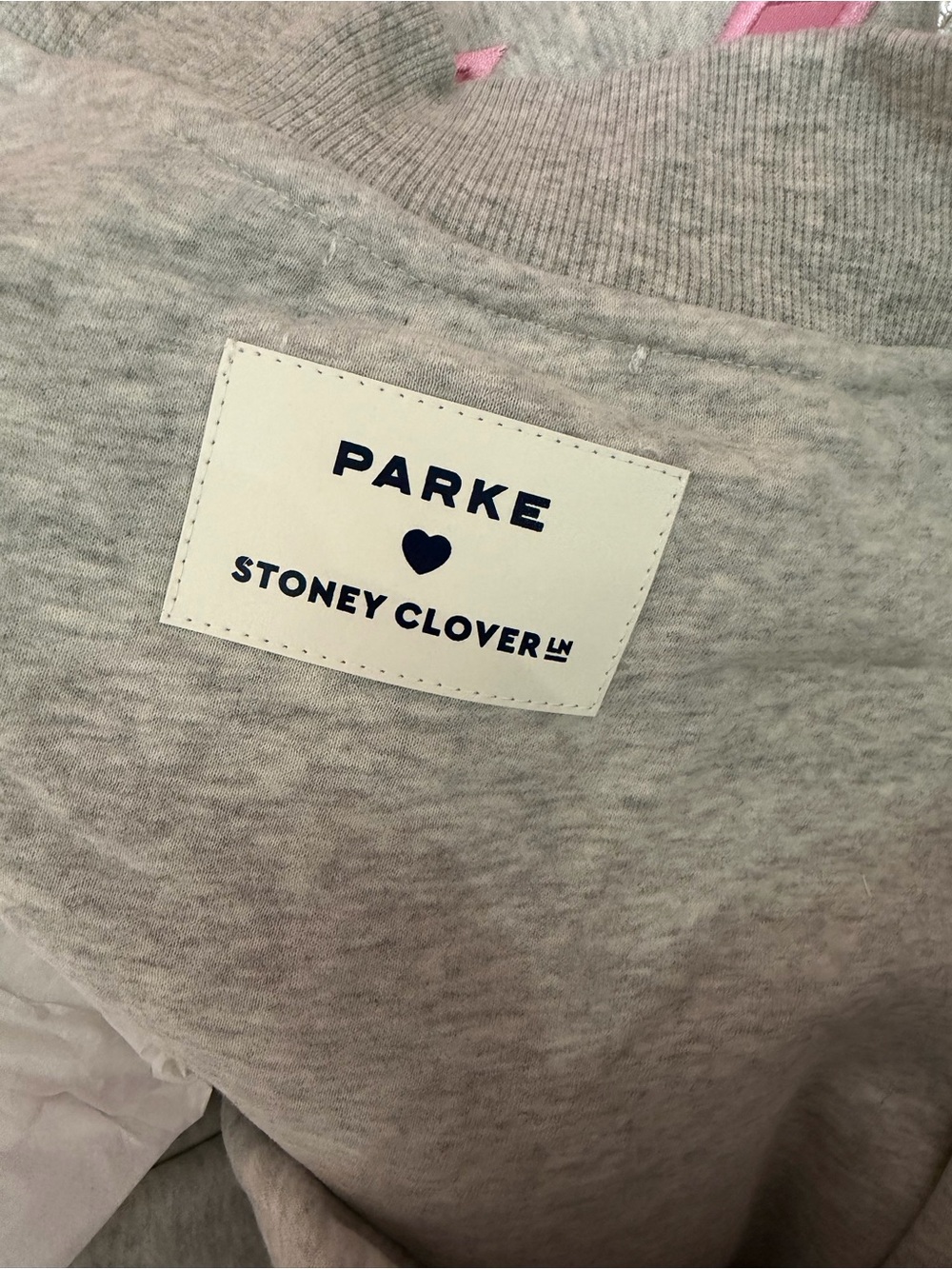 LIMITED EDITION! ParkexStoney Clover Gray Pink Polka Dot Mock Neck Pullover L/XL - Picture 5 of 6